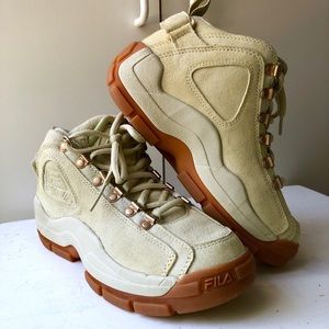 SOLD - FILA Men Yellow Beige 96 Suede Mid Sneakers